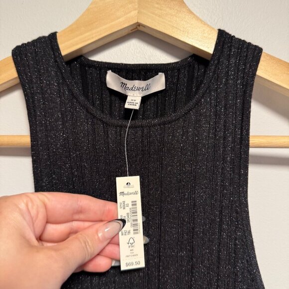 Madewell Sparkly Black Knit Tank NWT XS - Picture 2 of 4